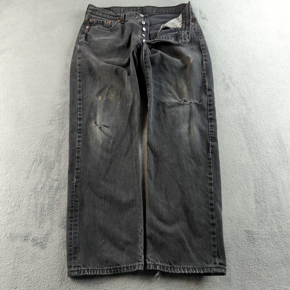 Vintage Y2K Levis 501‎ Jeans 36x32 (Fits 32x32) Black Faded Grunge Punk Distress